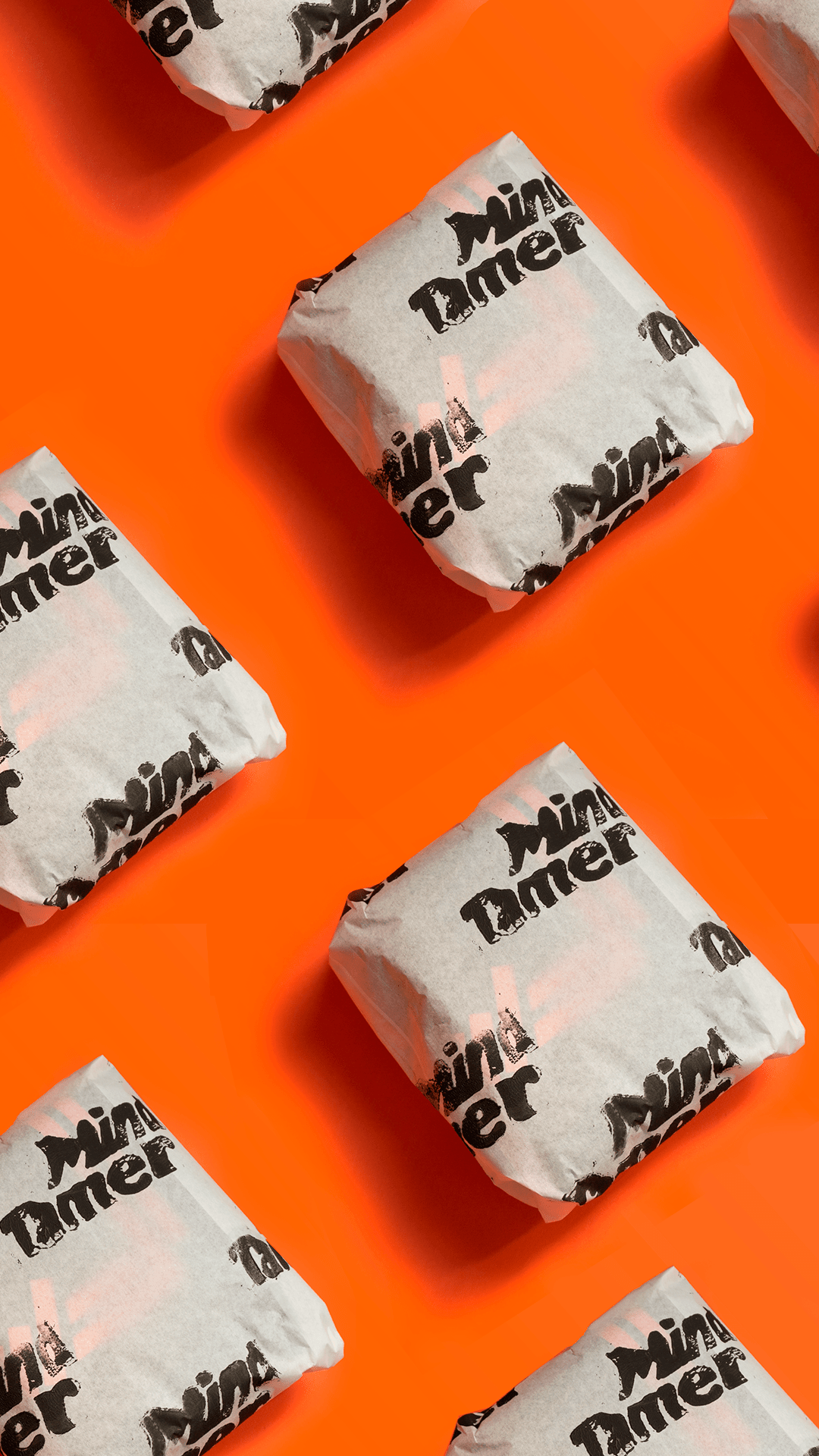 Orange packaging with bold black lettering
