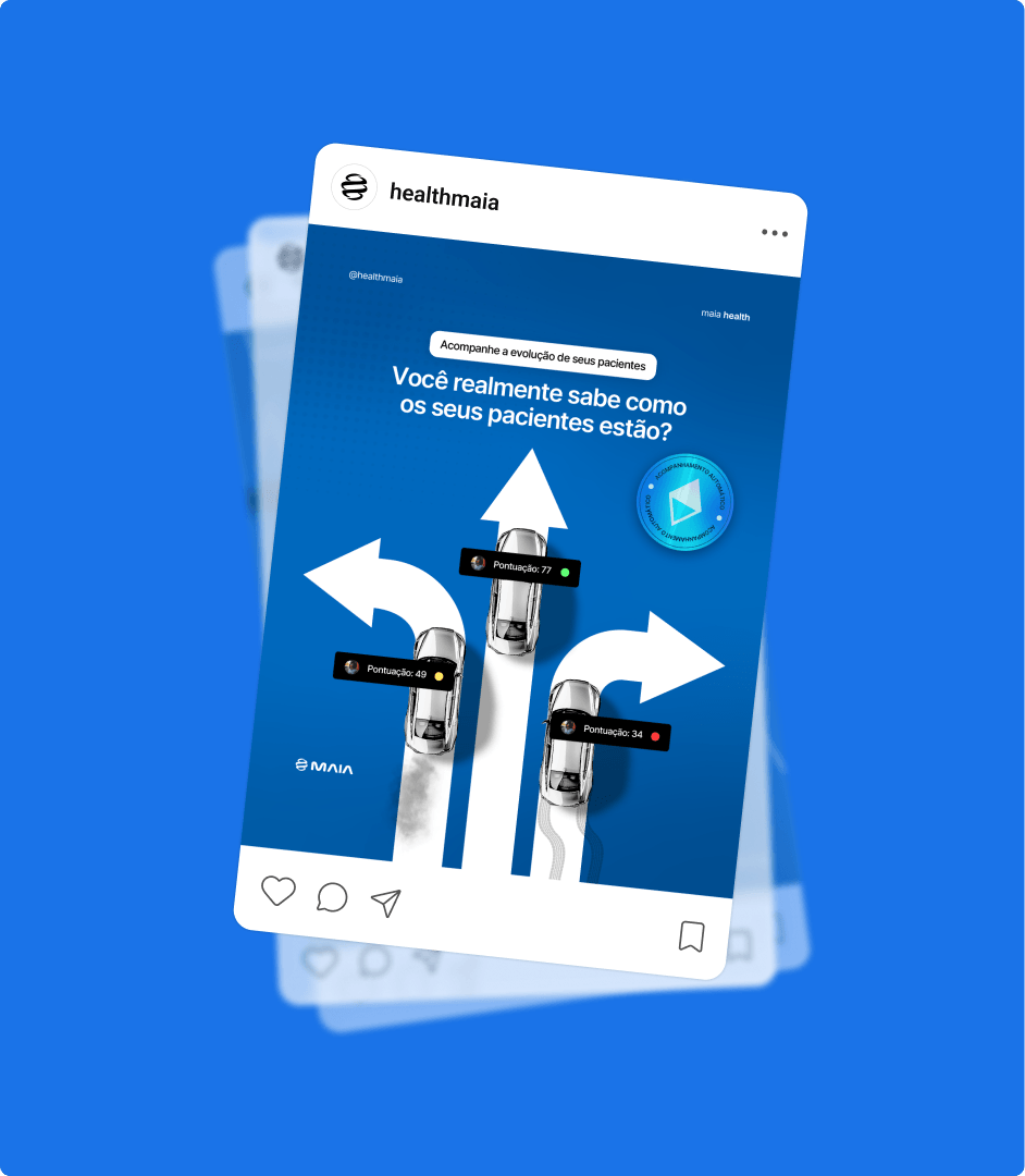Social media posts on a blue background